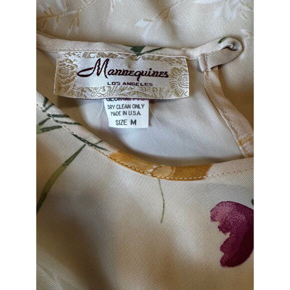 Vintage Y2K Cream Floral Fairy Whimsy Maxi Church Spring Dress Sleeveless (M) - Picture 5 of 6